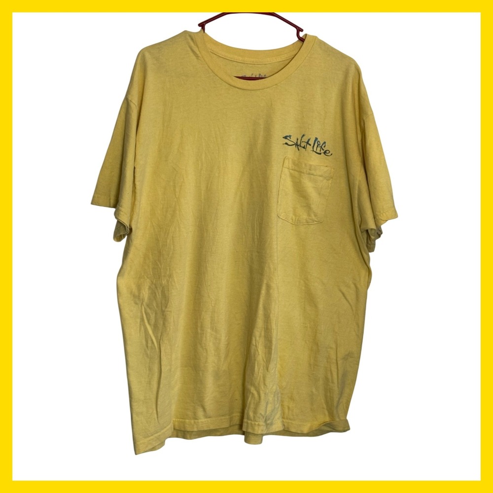 Salt Life Mens XL Yellow Short Sleeve Pocket T-Shirt Tuna Fishing Graphic Tee